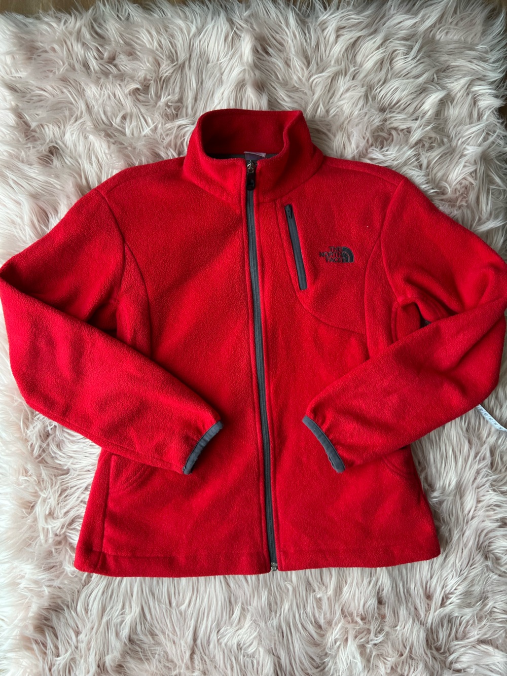 The North Face Women’s Red Zip-Up Fleece Jacket Large